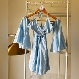 Light Blue Off-Shoulder Jumpsuit
